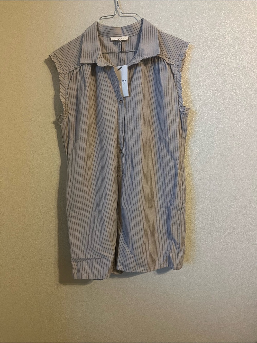Promesa Blue-White Pinstripe Sleeveless Romper